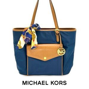 Michael Kors Jeat Set Nylon & Leather Tote in Navy!